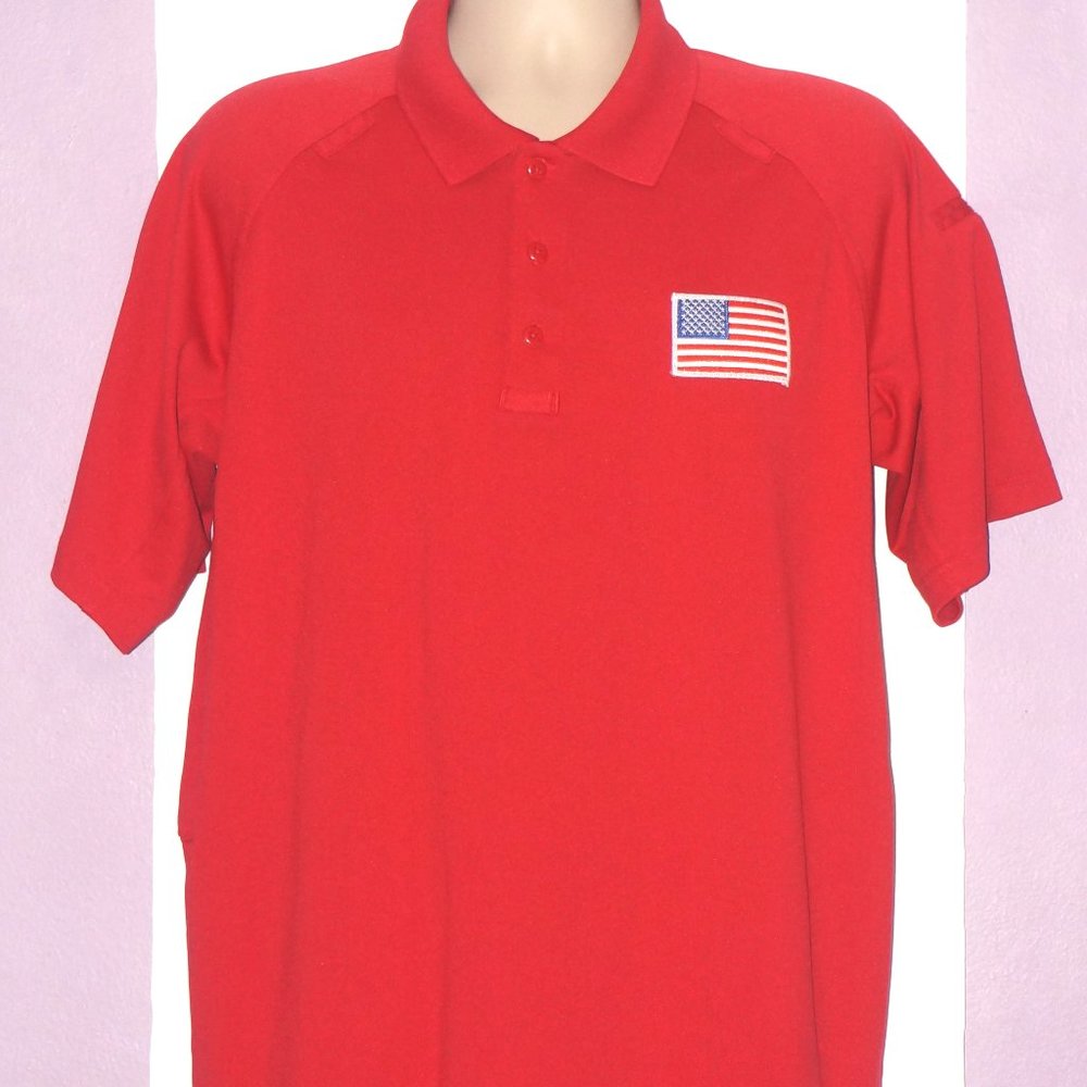 5.11 Tactical Series Men's Button-Up Short Sleeve Polo Shirt Size: Large - Red